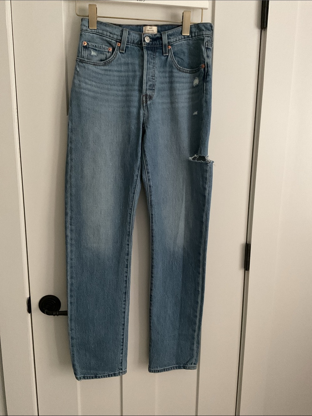 Levi’s Premium 501 Original Distressed Light Wash Button Fly Jeans